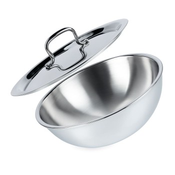 Aadhinath Triply Stainless Steel Tasra, Works on Induction & Gas, 24 cm 5-Year Warranty