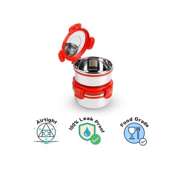 Aadhinath Lock n Safe Stainless Steel Lunch Box with Leak-Proof detachable Lock Lids for School, college, Office, Travel and storage 500 ml pack of 1 