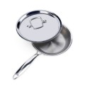 Aadhinath Stainless Steel Frypan with lid - Heavy Bottom - Induction Gas Compatible, Dishwasher Safe, 5-Year Warranty Versatile Fry Pan for Cooking 20 cm
