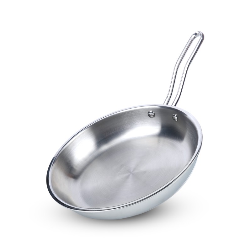 Aadhinath Stainless Steel Frypan with lid - Heavy Bottom - Induction Gas Compatible, Dishwasher Safe, 5-Year Warranty Versatile Fry Pan for Cooking 26 cm