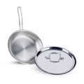 Aadhinath Stainless Steel Frypan with lid - Heavy Bottom - Induction Gas Compatible, Dishwasher Safe, 5-Year Warranty Versatile Fry Pan for Cooking 26 cm