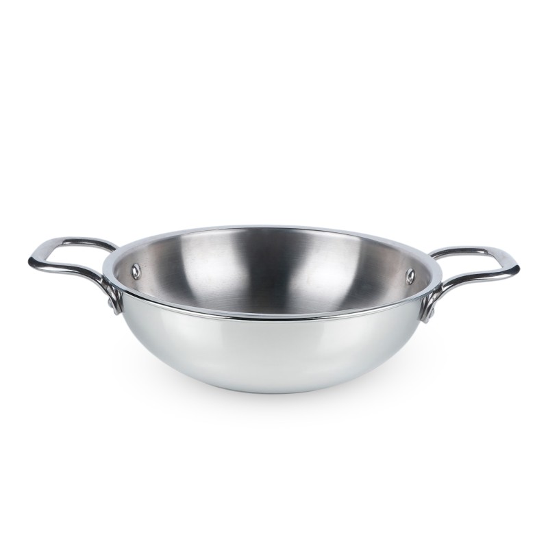Aadhinath Triply Stainless Steel Kadai, Works on Induction & Gas, 28 cm 5-years Warranty Aadhinath Triply Stainless Steel Kadai, Works on Induction & Gas, 28 cm 5-years Warranty