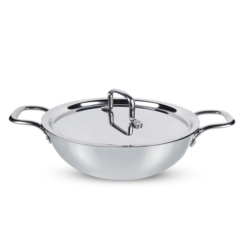 Aadhinath Triply Stainless Steel Kadai, Works on Induction & Gas, 28 cm 5-years Warranty Aadhinath Triply Stainless Steel Kadai, Works on Induction & Gas, 28 cm 5-years Warranty