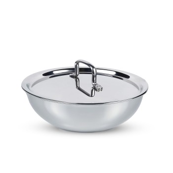 Aadhinath Triply Tasla with Lid, Stainless Steel Tasla for Cooking, Triply Tasla Metal Spatula Friendly, Induction & Gas Stove Compatible, 20 cm