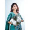 Aadhinath triply Premium Stainless Steel Shallow Tope – Wide Flat Bottom Cookware for Boiling, Heating and Serving with 5 years warranty Rust-Free, Mirror Finish Steel Pot for Gas Stove 20 cm
