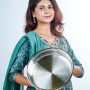 Aadhinath triply Premium Stainless Steel Shallow Tope – Wide Flat Bottom Cookware for Boiling, Heating and Serving with 5 years warranty Rust-Free, Mirror Finish Steel Pot for Gas Stove 22 cm