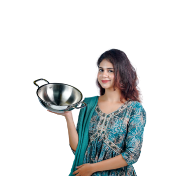 AADHINATH TRI-PLY Stainless Steel Kadhai with Lid, Kadai for Cooking, Tri-ply kadai Metal spatula friendly, Induction & Gas stove Compatible, 18cm