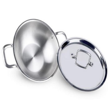 AADHINATH TRI-PLY Stainless Steel Kadhai with Lid, Kadai for Cooking, Tri-ply kadai Metal spatula friendly, Induction & Gas stove Compatible, 28 cm