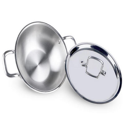 AADHINATH TRI-PLY Stainless Steel Kadhai with Lid, Kadai for Cooking, Tri-ply kadai Metal spatula friendly, Induction & Gas stove Compatible, 24 cm