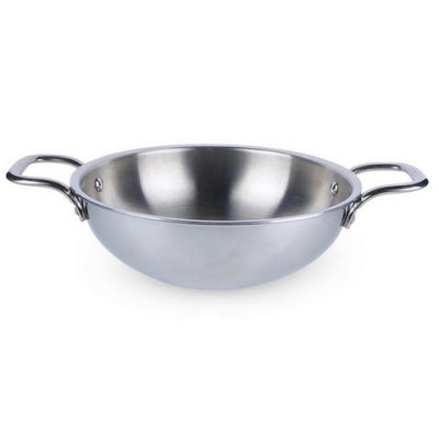 AADHINATH TRI-PLY Stainless Steel Kadhai with Lid, Kadai for Cooking, Tri-ply kadai Metal spatula friendly, Induction & Gas stove Compatible, 24 cm